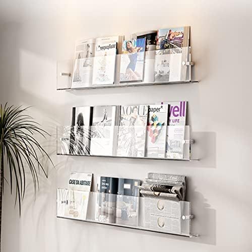 Wall Mounted Clear Acrylic Brochure Holder, 39.4" Magazine Rack, Literature Display Stand for Home, Office, and Living Room - Document Organizer