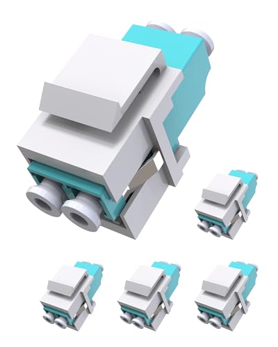 5 Pack Fiber Optic Keystone Jack, LC Duplex Multimode OM3/OM4