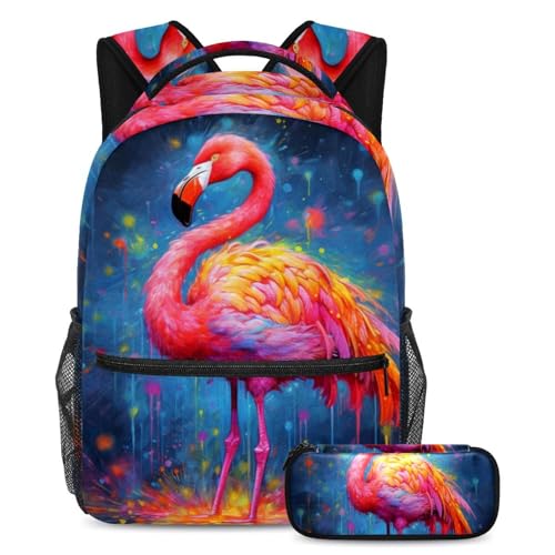 Sac à dos flamant rose grand format pour soulager le transport des fournitures d'école