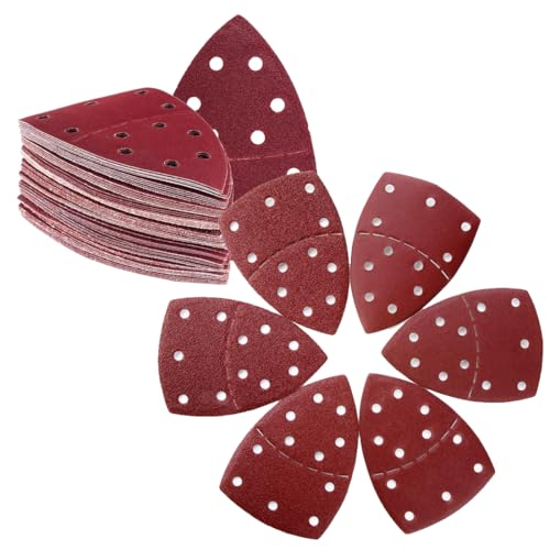 Papeles de Lija de 30 Piezas, Juego de Hojas de Lija, Papel de Lija para Lijadora Múltiple, con 5 Agujeros, Accesorios para Multilijadora, 40, 60, 80, 120, 180, 240 Granos Surtidos
