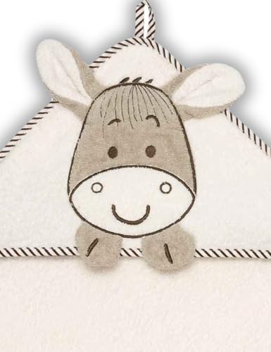 Morgenstern Kapuzenhandtuch Kinder Baby 100 x 100 cm Mädchen & Jungen 100% Baumwolle Frottee Oeko-TEX® Handtuch Badetuch Badehandtuch Esel