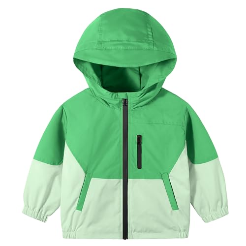 Image of Volunboy Toddler Boys Windbreaker Jackets Patchwork Lightweight Zip Hoodie Outerwear Fall Spring Windproof Hooded Coat
