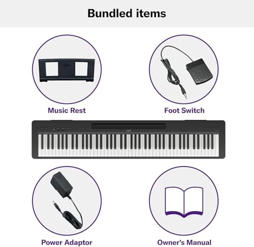 Image of Yamaha 88-Key Digital Piano with Weighted Keys, Compact Design, Bluetooth, Keyboard, Music Rest, Sustain Foot Switch, and Built-in Speakers for Home Practice or Travel P145BT