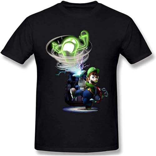 Zhan Zai Men's Lu_Igi'S Man_Sion Cotton Lightweight Classical Vintage Short Sleeve T-Shirt T-Shirt Black M