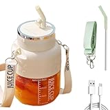 Blendgo 800 - Batidora portátil, batidora 2 en 1 para hidratación/zumos, inicio rápido con doble clic, gran capacidad, con pajita y correa, para batidos, zumos y licuados (Blanco)