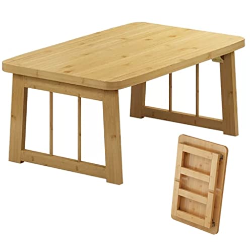 Mesa de picnic plegable portátil de bambú, mesa japonesa de café y aperitivos para cama, camping, uso al aire libre, mesa compacta de madera de 70 cm
