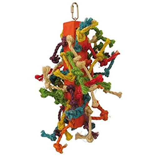 Tyrol Jouet Perroquet Tour de Noeud, Jouet Oiseau avec Tronc 32 cm, Funny et Coloré, Aiguise le Bec, Jouet pour Perroquet Facile à Utiliser, Toutes Tailles