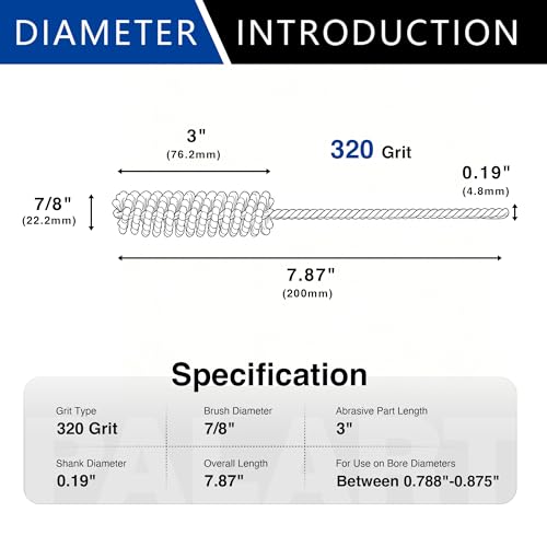 Image of Flexible Cylinder Hone Tool Engine Brake Cylinder Deglazer & Bore Refinishing Brush | Ball Style Abrasive for Honing, Deburring & Cross-Hatching (7 /8 inch (22.2mm), 320)
