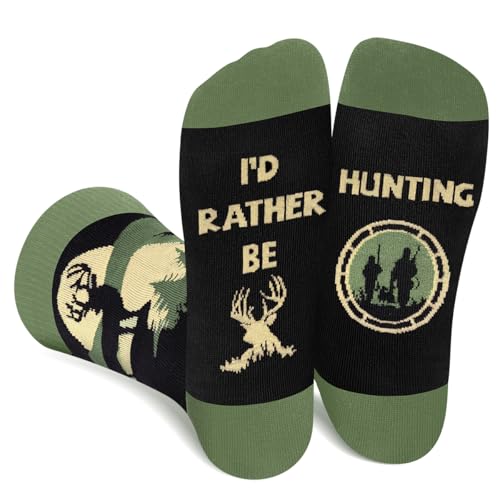 AGRIMONY Funny Socks for Men Teens-Id Rather Be Hunting Crew Socks - Fathers Day Novelty Gifts for Dad Husband Brother Crazy Sock-Valentines Birthday Fun Gifts Ideas Christmas Stocking Fillers