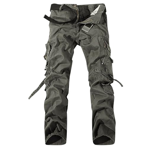 Pantalon cargo pour homme coupe droite multipoches en coton robuste