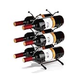 Countertop Wine Racks, 6 Bottles Wine Holder, Brown Metal Wine Shelf, Tabletop Wine Storage Holders