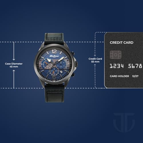 Image of Titan Octane Cred Analog with Blue Dial Blue Leather Strap Watch for Men - 90238KL02