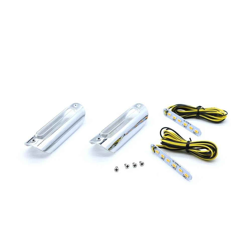 Intermitentes Para Harley Para Road King Para Touring Sportster Para Softail Chopper Motocicleta LED Intermitentes Luz De Conducción Lámpara De Barra De Choque De Carretera Lámpara señal(Plata)