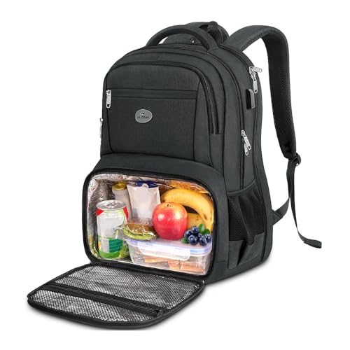 Mochila Grande para Notebook 17' Viagem Executiva Durável com Compartimento TSA e Lancheira Integrada – Ideal para Trabalho, Escola e Faculdade