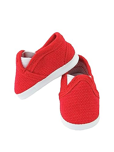 American Fashion World Red White and Blue Canvas Slip-Ons for 18-Inch Dolls | 3 Pack | Premium Quality & Trendy Design | Dolls Shoes | Shoe Fashion for Dolls for Popular Brands