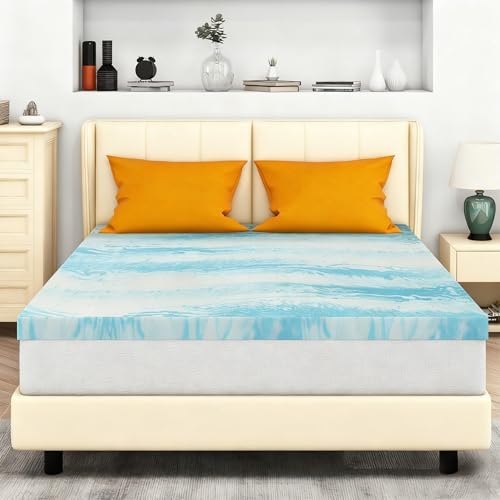 IULULU King Size Mattress Topper 2 Inch Gel Memory Foam Topper Breathable Mattress Pad Light Comfort Upgrade CertiPUR-US Certified
