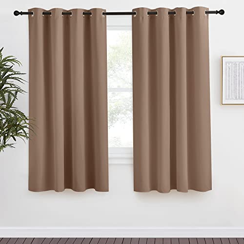 NICETOWN Grommet Top Blackout Curtain Panel, 55 inches Wide by 68 inches Long, 1 Piece, Cappuccino Color, Thermal Insulated Room Darkening Drape for Villa/Apartment/Rental Room
