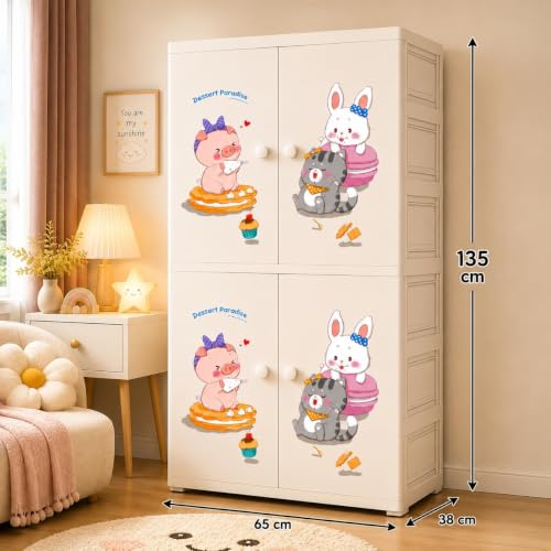 Image of HIWARE Premium Modular Wardrobe for Bedroom, Kids Room and Home | Spacious Clothes Storage Cabinet with Drawers and Shelves | Modern Stylish Design, Heavy Duty, Multipurpose Organizer -Sweet-Treats