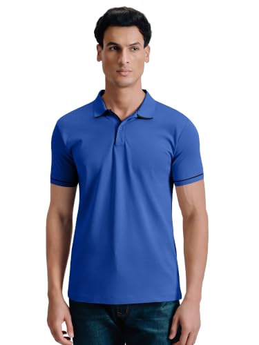 Image of XYXX Men's Apex Mercerized Cotton Striped Collar Pique Polo T-Shirt