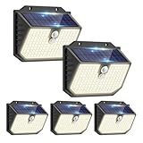 nipify Solarlampen für Außen mit Bewegungsmelder, 3 Modi Solar Bewegungsmelder Aussen,IP65 Wasserdichte Außenleuchte,138 Superhelle LED Solarleuchten Outdoor für Garten Garage Hof Stufen[5 Stück]