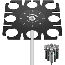 Phenyx Pro MA-H1 8-Slot Multi-Microphone Holder, Wired & Wireless Handheld Microphone Organizer and Display, Mics Storage Hanger, Compatible with 3/8