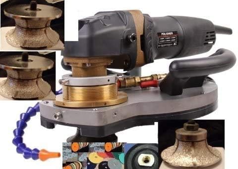 ECOEDGE (wet variable speed polisher included) Granite Stone Concrete Bullnose 3/4" Radius/roundover Bullnose 3/4" 1 1/2" Full Bullnose Router Bit Profiler Diamond Polishing Pad and Glaze Buff