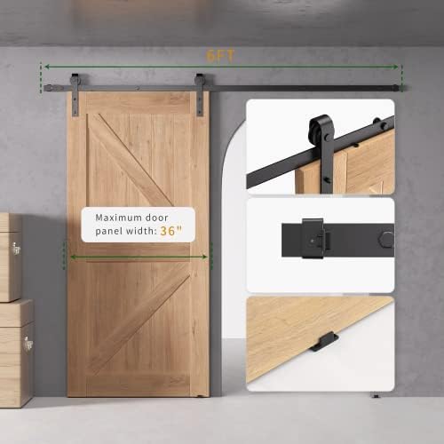 Neekor 6 ft/183cm Slide Sliding Track,Heavy Duty Steel Barn Door Hardware Kit, 183cm Roller Door Hardware
