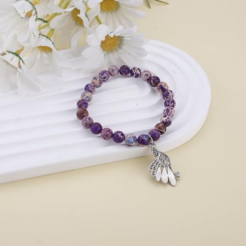 PARTNER Peacock Inspirational Birthday Gifts for Women Best Friends Unique Gifts Natural Stone Beaded Bracelets for Women Agate Beaded Jewelry with Meaningful Message Card For Peacock Lovers,Comes Packaged4