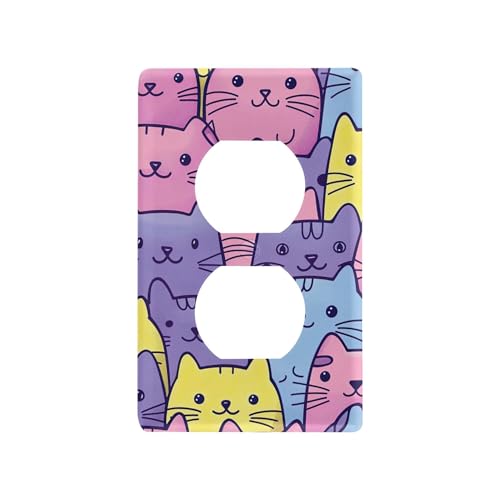 xigua Duplex Outlets Wallplate Cartoon Cats Switch Wall Plate Cover,Decorative Outlet Cover Switch Cover for Home Office Bedroom 4.53