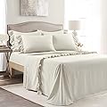 Lush Decor Reyna 4 Piece Ruffle Sheet Set, Queen, Wheat