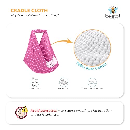 Image of Premium Swing Cradle Set | Hanging Swing Cradle, Removable 5-Layer Padded Bed & Mosquito Net | Up to 15 kg | Dark Pink Dot