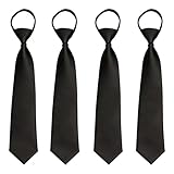 Cravate Homme, 4 pièces Noir Cravate Homme Pré nouée en Glissière, Cravate Réglables Pour Homme avec Fermeture Éclair, Cravate Étroite Nœuds Pré Noués Accessoires Costume de Mariage Affaires Formelle