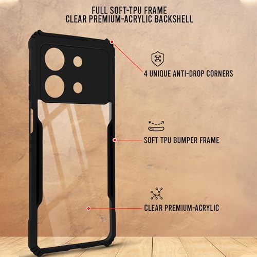 Image of Jkobi Back Cover Case for Poco X6 Neo 5G (Shockproof with Polycarbonate Clear Panel | Professional Black)