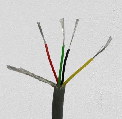 4 Core Shielded Signal Data Transmission Cable for EMI protection (5 m, Red, Green, Black, Yellow)