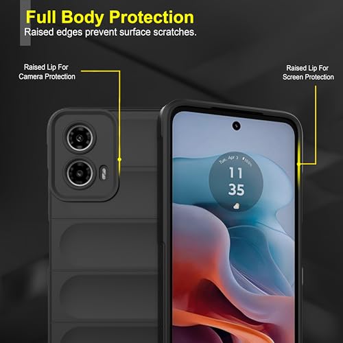 Image of amazon basics Back Case Cover for Motorola Moto G45 5G | Compatible for Motorola Moto G45 5G Back Cover | Liquid Silicon Magic Case with Camera Protection | Black