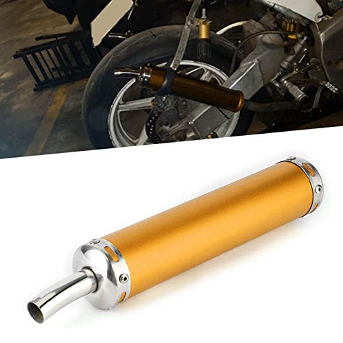 Końcówka wydechu wlotowego, układ rur wydechowych motocykla, tłumik wydechowy ze stali nierdzewnej 20mm/0.8in zmodyfikowane części do motocykla 2 suwowego(Gold)