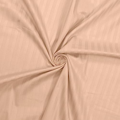 Image of Divine Casa 100% Cotton 210 TC King Size Bedsheet Italian Stripe | Soft Breathable Bed Sheet with 2 Pillow Covers | Luxury Stripe Bedding Set for King Size Bed | 275 x 275 cm (Peach, Striped)
