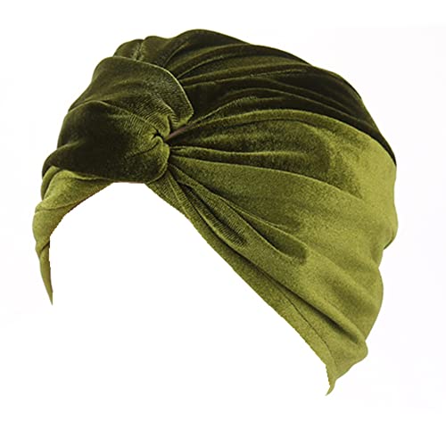 Fxhixiy Women's Stretch Velvet Twist Pleasted Hair Wrap Turban Hat Cancer Chemo Beanie Cap Headwear