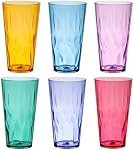Superplanet™ Premium Colored Plastic Drinking Cups, 16 oz/BPA-Free, Unbreakable/Stackable Acrylic Water Cups (6-Pack), Suitable for Milkshakes, Iced Tea, Juice