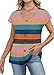 Womens Summer Tops Trendy Short Sleeve Tshirts Shirts Work Blouses Dressy Casual Summer Outfits Spring Fashion Clothing Teen Girls Striped T Shirts 2026 L