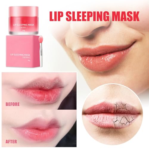 Lip Mask - Lip Sleeping Mask - Lip Sleep Mask Overnight Lip Skincare Lip Oils - Lip Moisturiser for Dry Chapped Peeling Cracked Lips Fades Lip Lines, Lip Balm for Moisture Lip Care