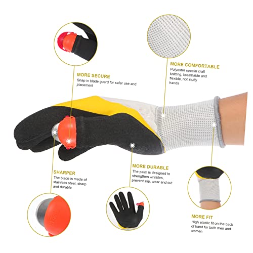 Yarnow 1 Pair Woodworking Home Slicer For Picker Knife Mittens Farming Thumb Silicone Grey And Cleaning Hands Protectors Anti Covers With Vegetables Slip Gardening Weeding Hand Gloves #TOP1