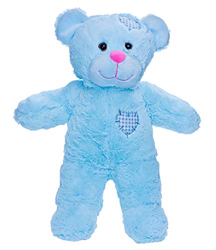 Cuddly Soft 16 inch Stuffed Blue Patch Teddy Bear...We Stuff 'em...You Love 'em!