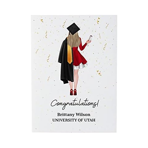 wowcugi Personalized Graduation Cards 2024 Grad Congratulations Graduation Card Folded Greeting Card with White Envelope Grad Gifts For Women Girls Daughter Best Friend Cousin Cover
