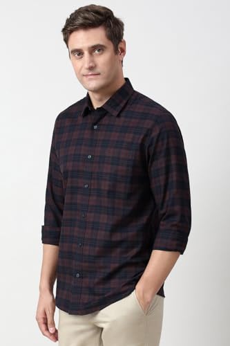 Image of Peter England Men's Checkered Slim Fit Shirt