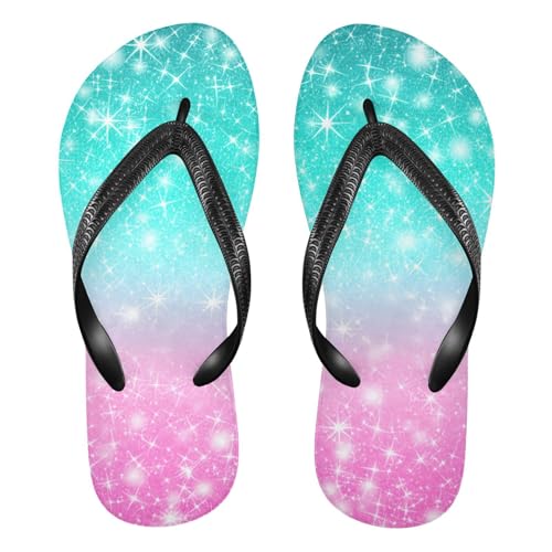 Glitter Teal Pink Flip Flop Beach Summer Casual Sandal for Women & Men Shower Shoes 20862036
