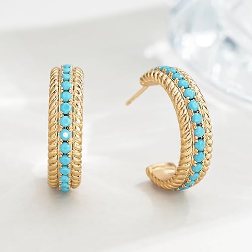 FETTERO Gold Hoop Earrings for Women - 14K Gold Plated Bold Statement Hoops 925 Sterling Silver Post Lightweight Chunky Gold Earrings