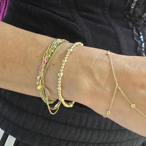 Anela 14kt Gold Filled Beaded Bracelet - Alternate Pattern of 3mm, 4mm & 5mm Beads, Tarnish-Free Jewelry - Great Gift for Woman3