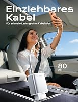 LISEN 4 in 1 Zigarettenanzünder USB C 75W Auto Ladegerät - 12V USB Adapter Auto Zubehör Elektronik, Weihnachts Geschenke für Männer Frauen, Car Gadgets Accessoires für iPhone 17 Pro Max Air, Weiß – Ansicht 4