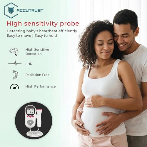 Image of Fetal Doppler Baby Heartbeat Monitor | Portable Pregnancy Doppler with LCD Display, Built-in Speaker & High Sensitivity Probe | Listen to Baby's Heartbeat at Home